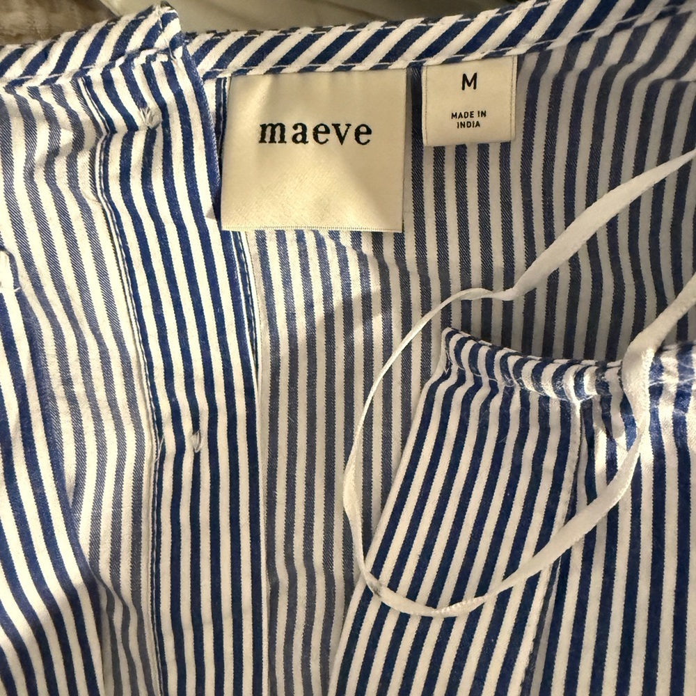 Maeve Blue and White Striped Blouse - Picture 4 of 4